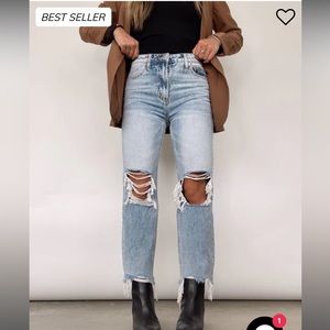 Vintage Wash Cropped Straight Denim